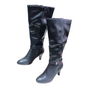 NWT London Fog Women Event 2 black Tall heeled  Dress Boots Size 7.5
